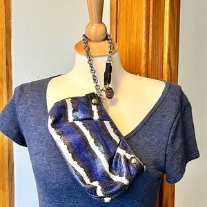 Henri Bendel Snakeskin Clutch Pouchette Wristlet Evening Baguette Pouch NWOT